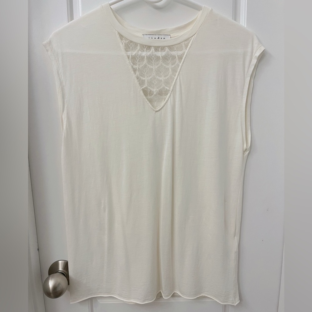 Sandro Cream Lace Detail Blouse